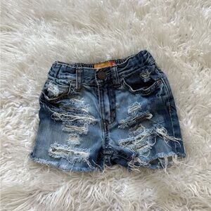 Distressed Blue Denim Shorts